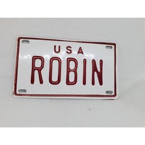 U.S.A Robin Personalized White Red Collectible Mini License Bicycle Bike Plate